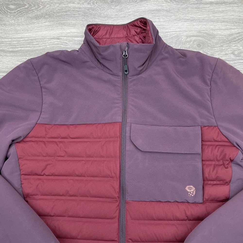 Mountain Hardwear Jacket Mens Medium M Red Full Zip Mock Duck Down Puffer Coat - Picture 2 of 16